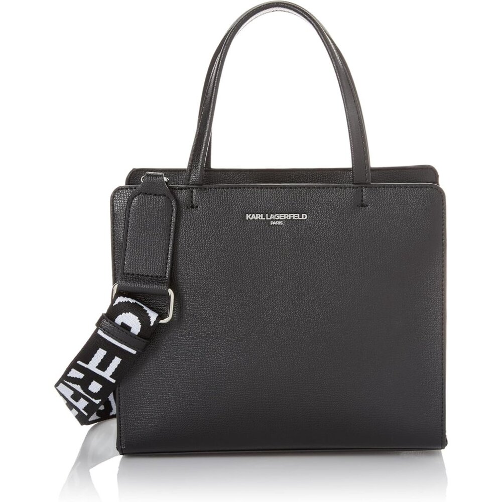 Maybelle Black Silver Solid Non-Leather Satchel 1… - image 1